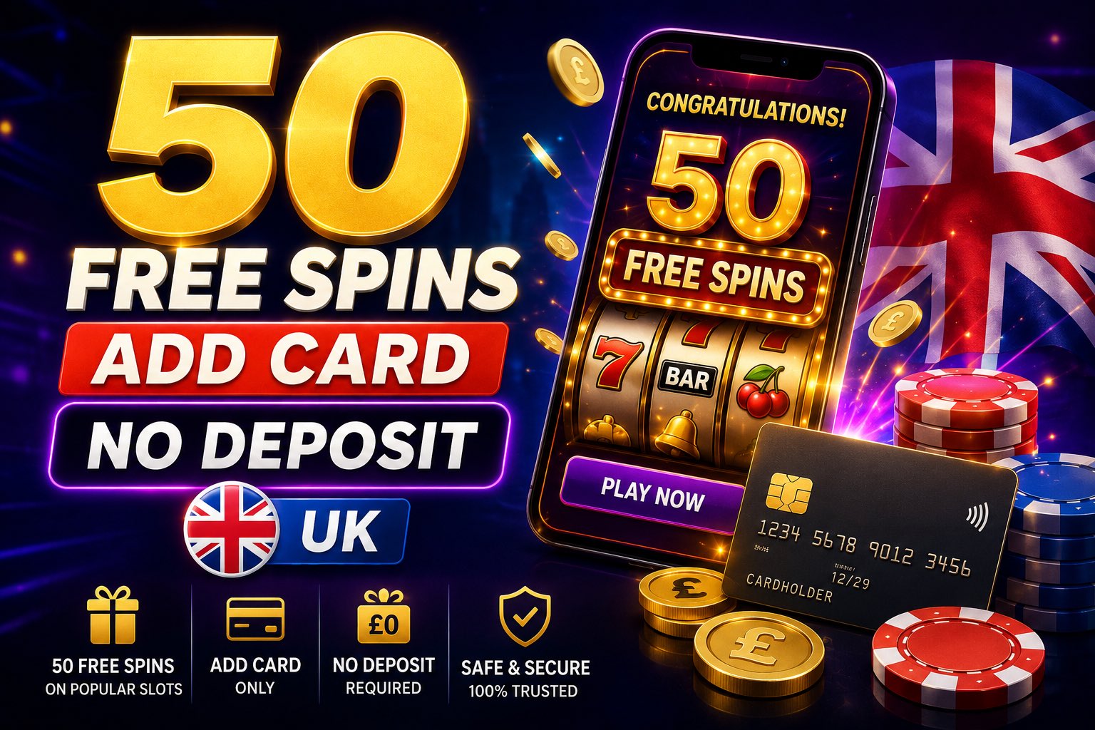 50 Free Spins Add Card No Deposit UK